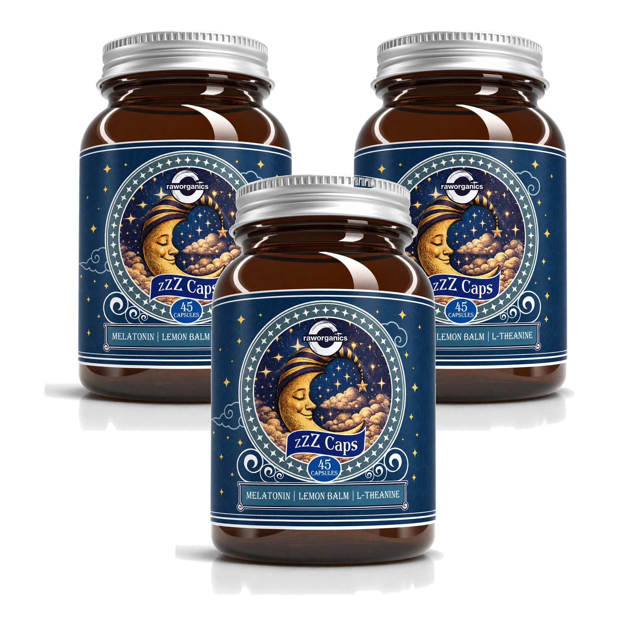 3x Zzz Caps - amber jars