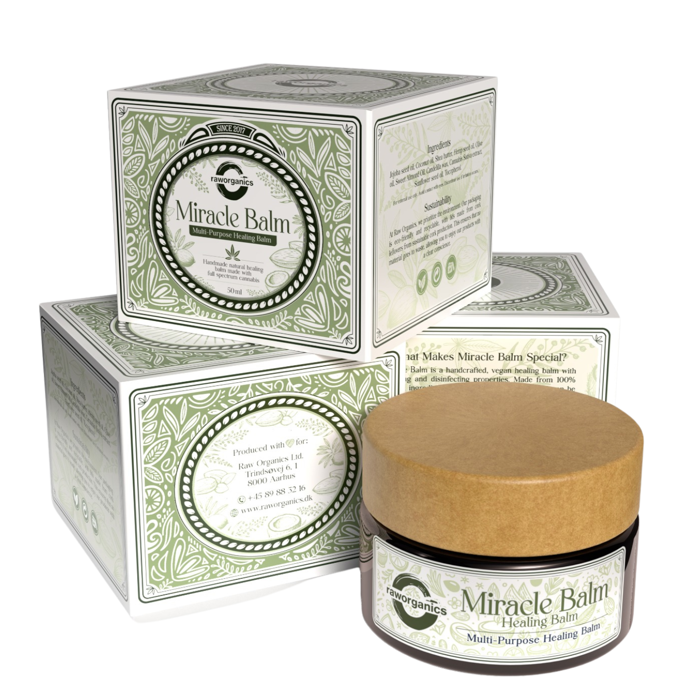 3 x Miracle Balm 50ml - boxes and jar