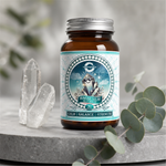 Magnesium Glycinate jar in a calm spa setting