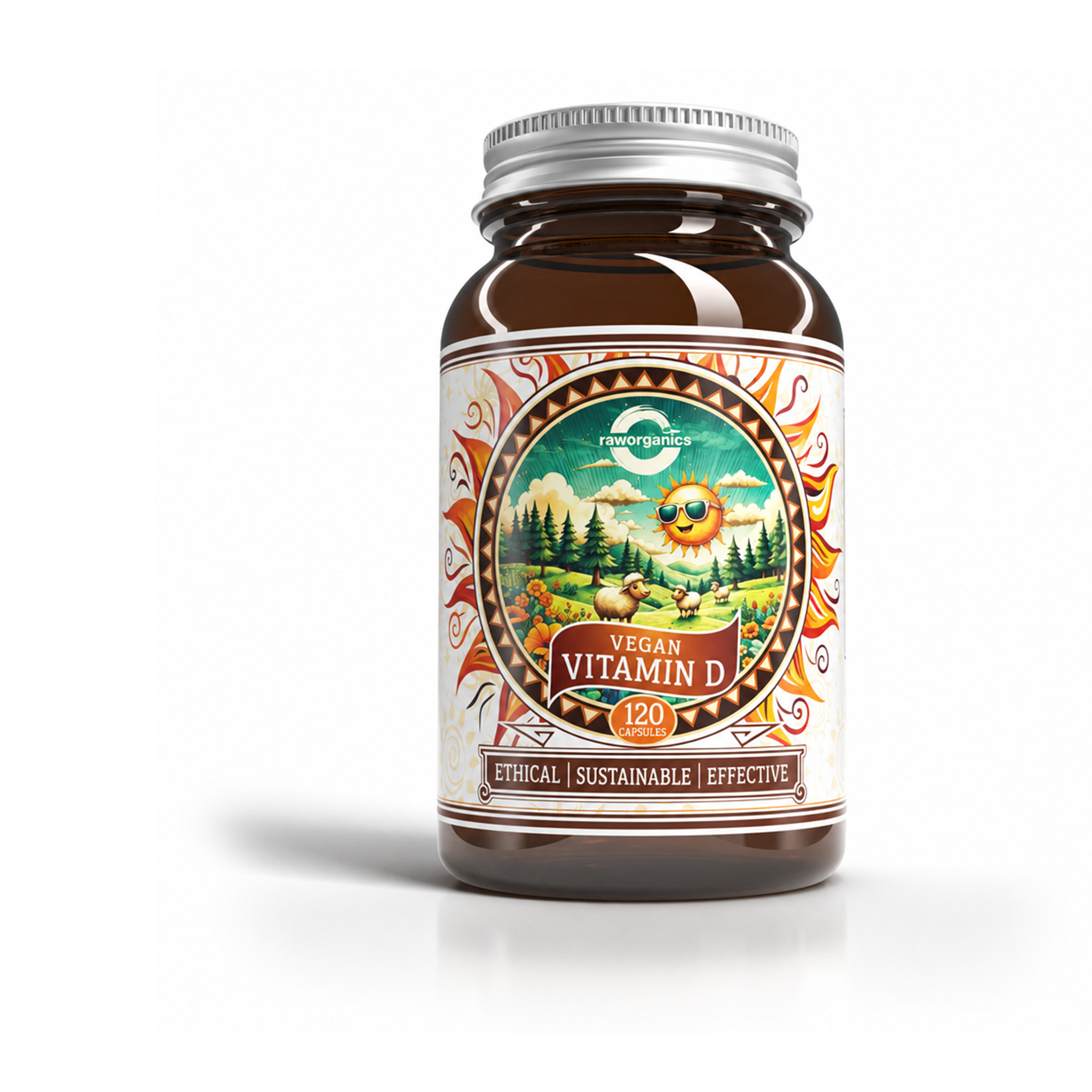 Vegan Vitamin D 120 capsules - amber jar