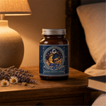 Zzz sleep capsules on a cozy bedside table at night